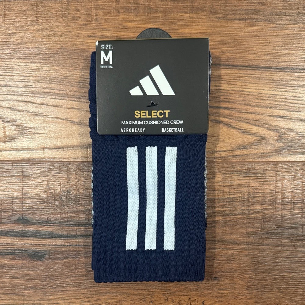 BRAND NEW! Adult Adidas Navy Cushioned Crew Basketball Socks sz: Medium